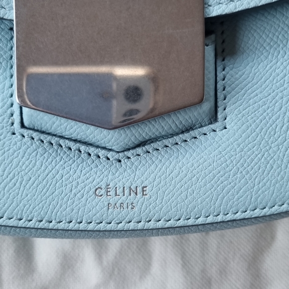CELINE Trotter small Crossbody Shoulder Bag Leather Tiffany Blue - Picture 2 of 13